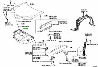 5334176020 Genuine Toyota INSULATOR  HOOD 53341-760200