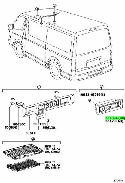 Genuine Toyota Hiace GDH201V Air Vent Register No.3 Lt Gray OEM 63610-26110-B00