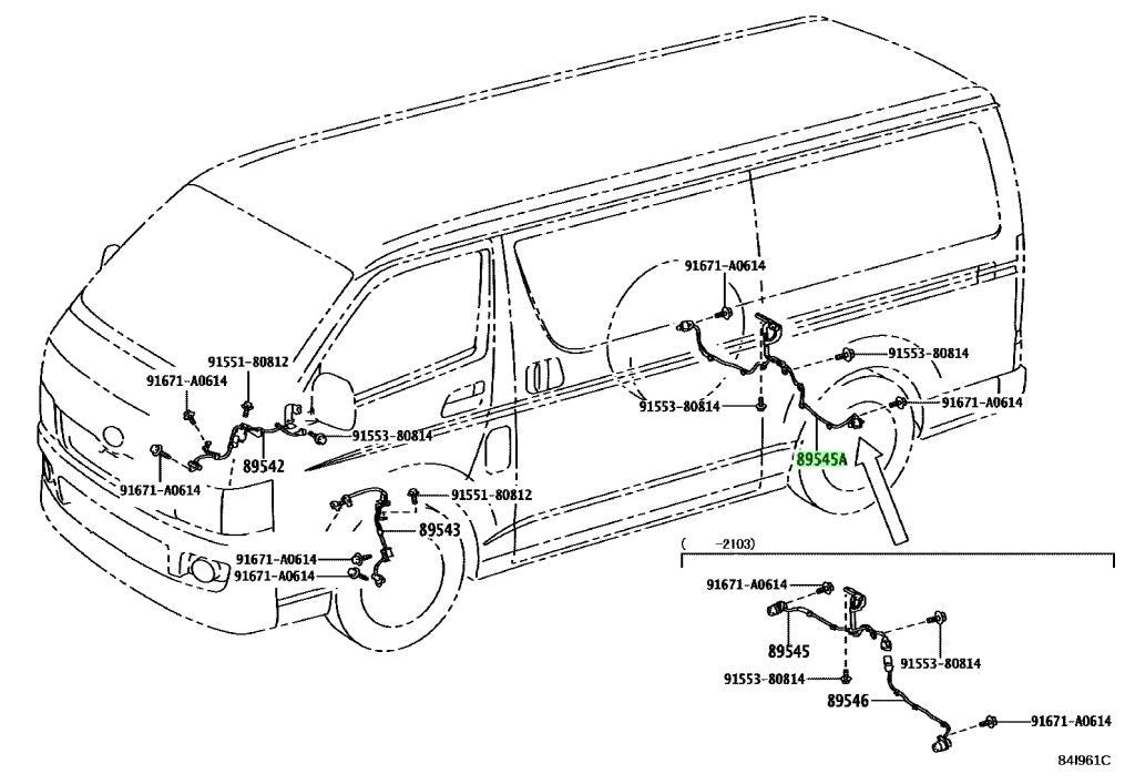 OEM SENSOR, SPEED, REAR Genuine Toyota HiAce Van200 GDH201V 89545-261501