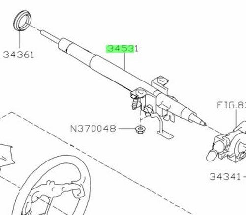 Genuine Subaru Steering Column Assembly OEM 34500SG0201