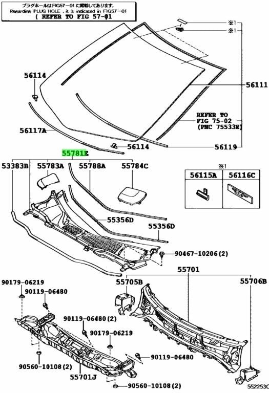 OEM TOYOTA Lexus RX270/350/450H Cowl Top Ventilator Louver Sub-Assy 55708-481000