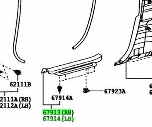 LEXUS RX270/350/450H LED FrontDoorScuffPlate Ivory 67910-48070-A0 67920-48070-A01