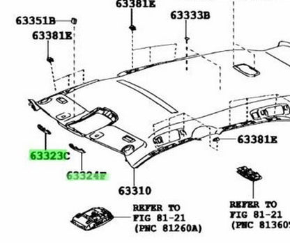 Genuine TOYOTA LEXUS RX270/350/450H RoofHeadlining FrontCorner RH/LH LTGray Trim1