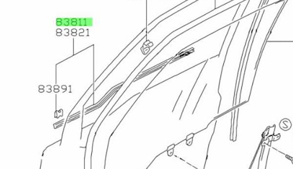 83810-56B00-000 Suzuki Weatherstrip,fr dr out,r 8381056B00000, New Genuine OEM P1
