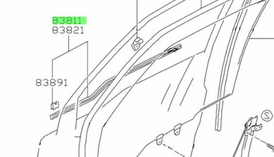 83810-56B00-000 Suzuki Weatherstrip,fr dr out,r 8381056B00000, New Genuine OEM P1
