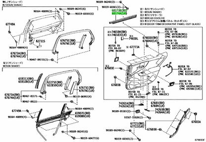 Genuine Toyota RR Door Glass Inner Weatherstrip R&L Set 68173-50080 68174-500400