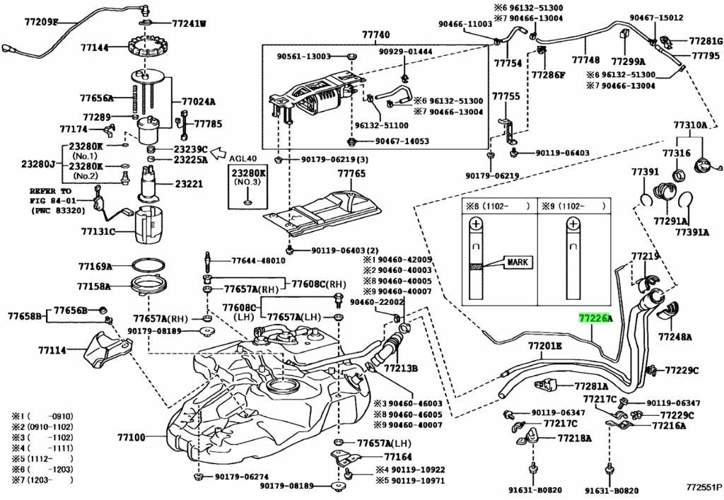 Genuine Toyota Lexus RX270 RX350 RX450h Fuel Tank Breather Tube 77226-481000