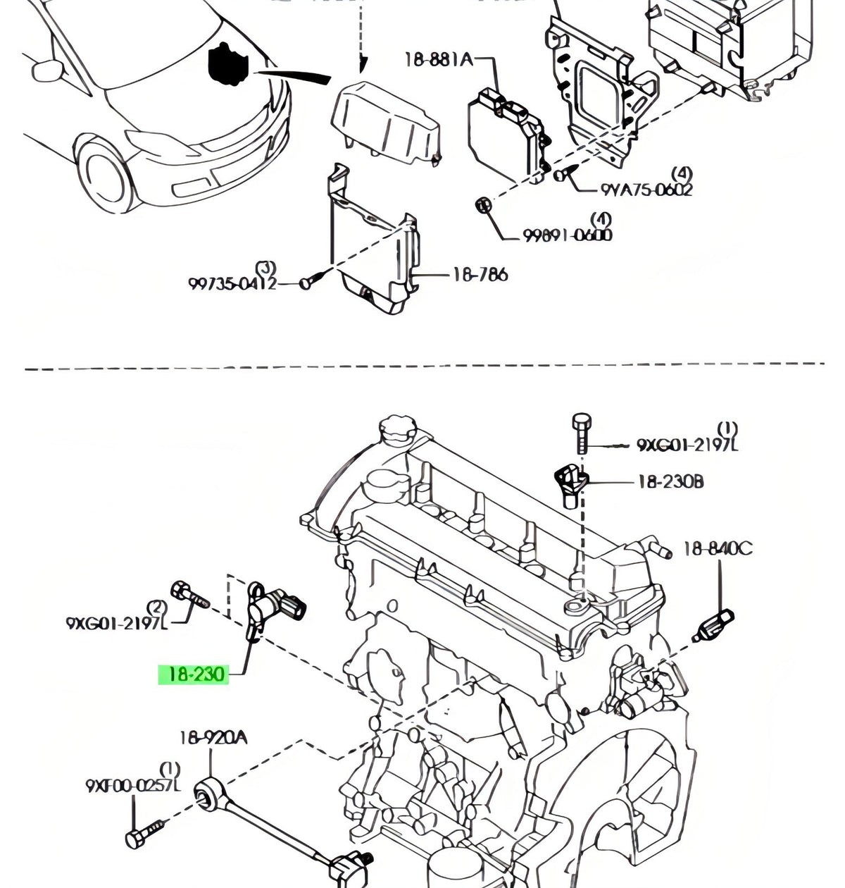 Genuine Mazda Crankshaft Position Sensor L3K9-18-221A