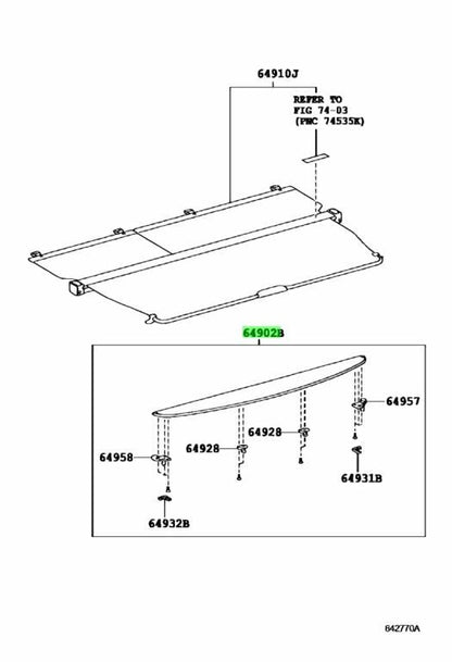 OEM TOYOTA LEXUS RX270/350/450H Tonneau Cover Sub-Assy Black Trim 64904-48010-C00