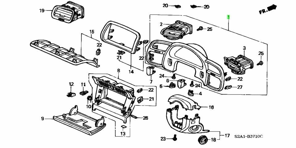 Honda Genuine OEM S2000 Meter Panel Assembly Cluster Bezel 77200-S2A-J01ZA1