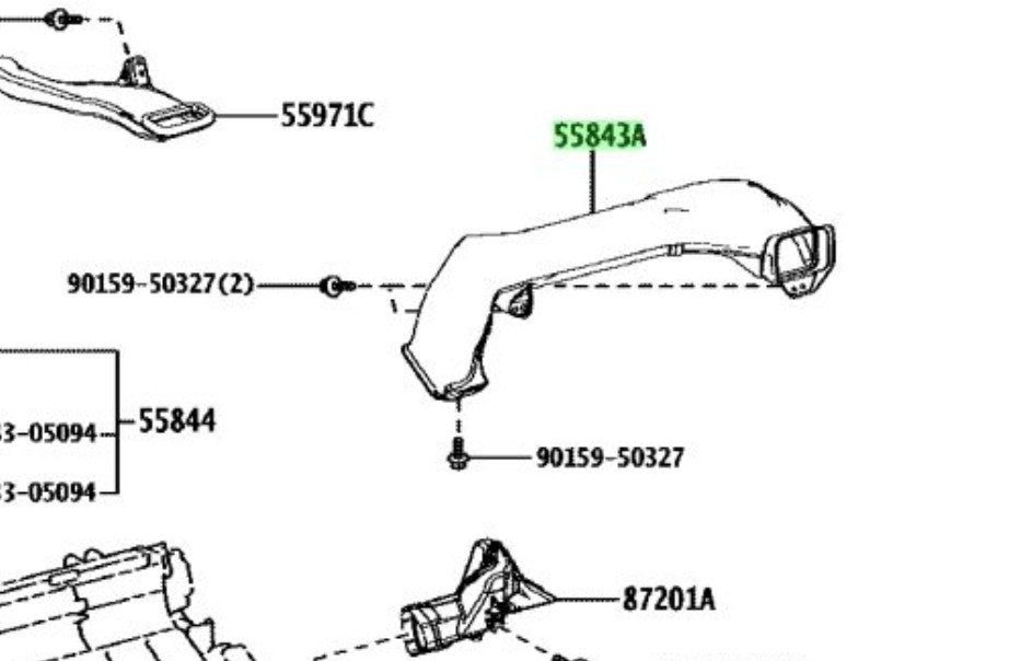 OEM Genuine TOYOTA Lexus Heater To Register Duct No.3 55843-53080 55843530801