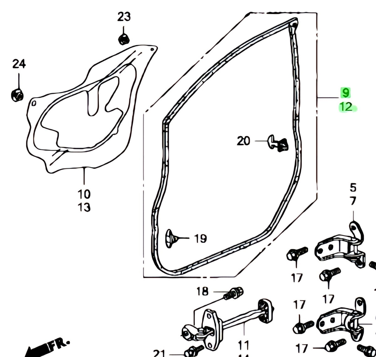 OEM WEATHERSTRIP FR DOOR R＆L SET Genuine HONDA Civic DBA-FD1 72310/72350-SNA-A01