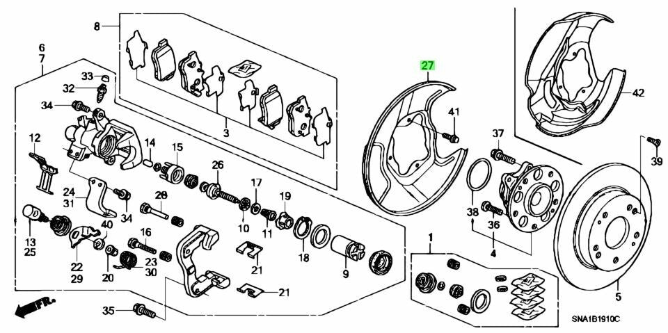 OEM Honda Rear Brake Splash Guard CIVIC 8th FD1,2 2006-2012 43253-SNA-A00