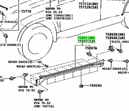 Toyota Prado 150 Side Skirt Pair 1H2 75805-60050-B2 75806-60050-B2 OEM1
