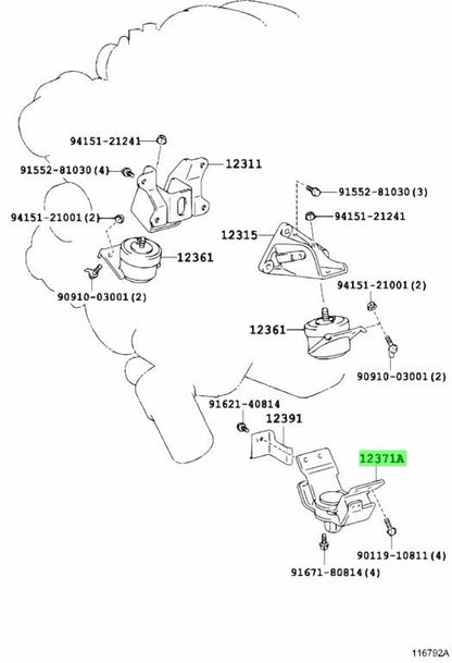 Toyota Genuine Set Engine Mount for FJ Cruiser GSJ15 12371-31051 12361-312901