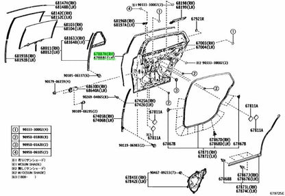 NEW Genuine Toyota RR Door No.2 Weatherstrip Seal R&L Set OEM 67887/67888-501000