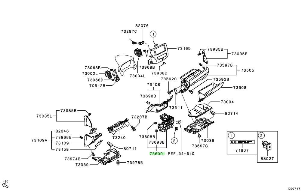 Genuine Mitsubishi Box Instrument Panel Co 8010A472XB0