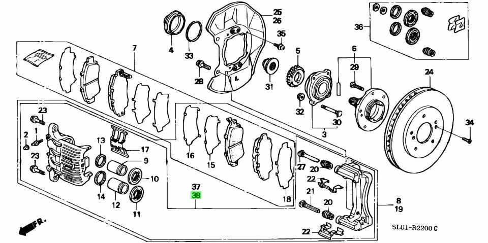 HONDA ACURA GENUINE OEM NSX Left Front Disc Brake Caliper Sub-Assembly 