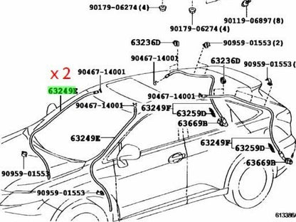 OEM TOYOTA LEXUS RX270/350/450H MoonRoof Sliding Roof DrainHose 2PCS 63249-480601