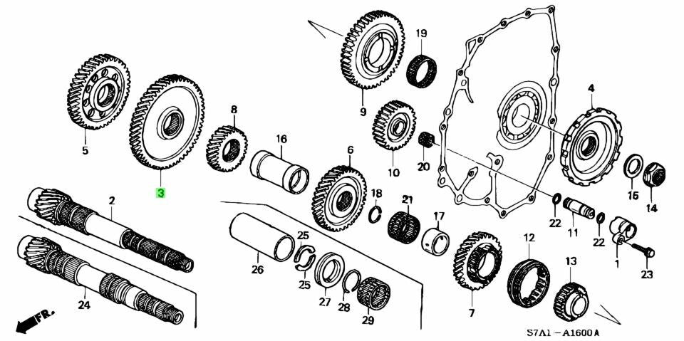 OEM HONDA GEAR, COUNTERSHAFT LOW Honda Civic DBA-FD123421-RFK-000