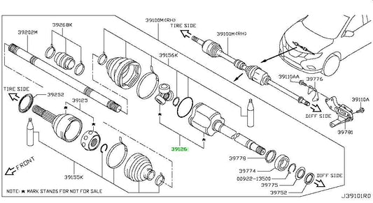 New Genuine Nissan Front Inner CV Joint Assembly 39771-4BB0B OEM1