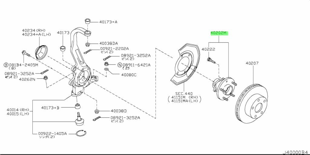 Genuine Nissan 350Z Z33 Front Wheel Hub Bearing 40202-AL56C Set of 2 OEM1