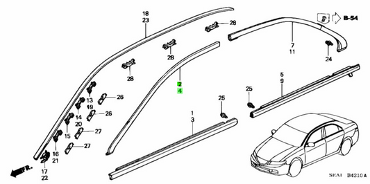 OEM Front MOLDING DOOR SASH R&L SET Honda Accord ABA-CL8 72465/72425-SEA-003