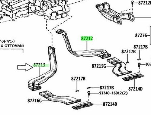 NEW OEM Genuine TOYOTA Lexus Rear Air Duct No.1 No.2 Set 87212-50080 87213-501001