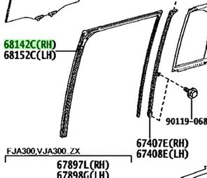 New Genuine Toyota Rear Door Glass Run Channel RH 68142-60080 OEM2