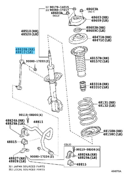 TOYOTA SIENNA GSL30 2011-2020 Genuine Front Stabilizer Link Assy RH & LH Set OEM