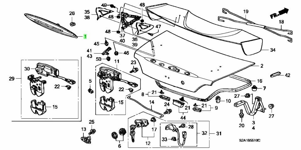 Genuine Honda High Mount Stop Lamp Assembly OEM 34270-S2A-0032