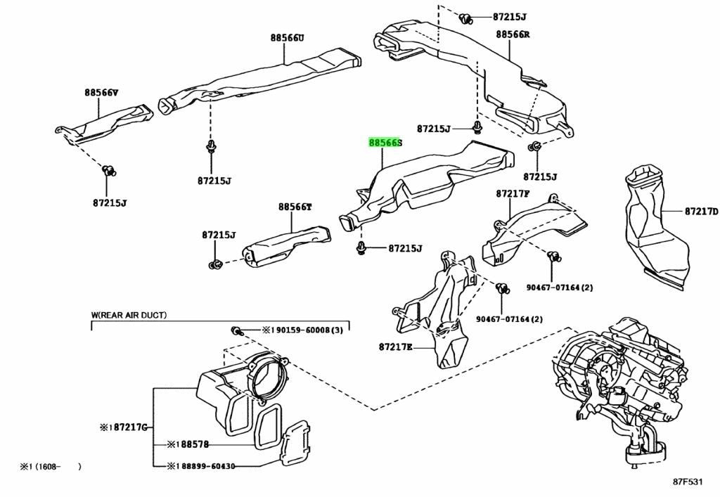 63926-60010 Toyota Duct, air, rear roof no.2 6392660010, New Genuine OEM Part1