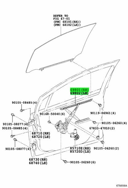 Genuine Toyota Front Door Window Regulator RH LH 69801-21020 69802-210101