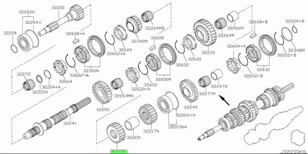 Genuine Nissan 350Z 370Z Infiniti G35 G37 6MT Main Shaft 3rd Gear 32215-CD0042