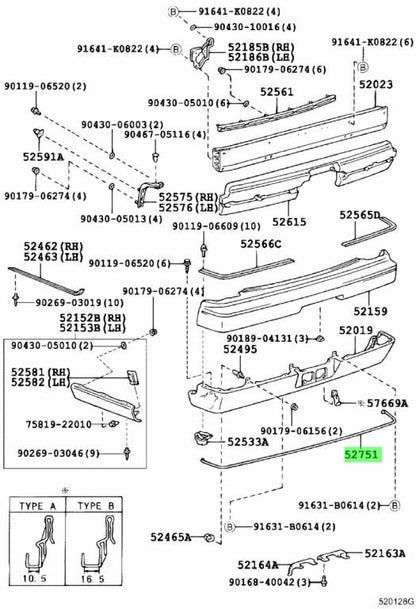 NEW Genuine Toyota Century GZG50 Rear Bumper Moulding 52751-40011 OEM JDM Trim0