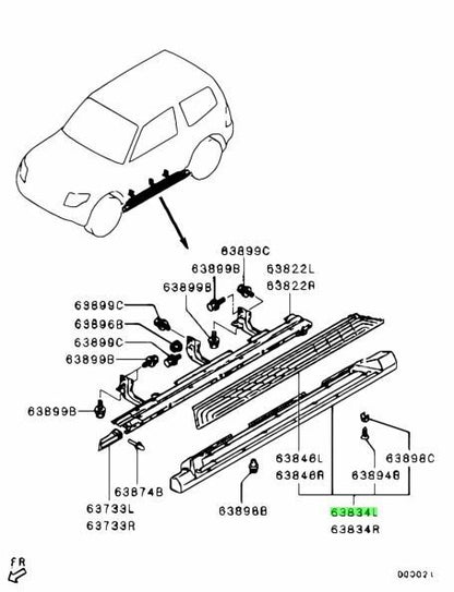 New Genuine Mitsubishi Pajero Montero Side Step Garnish LH 7656A079HA1
