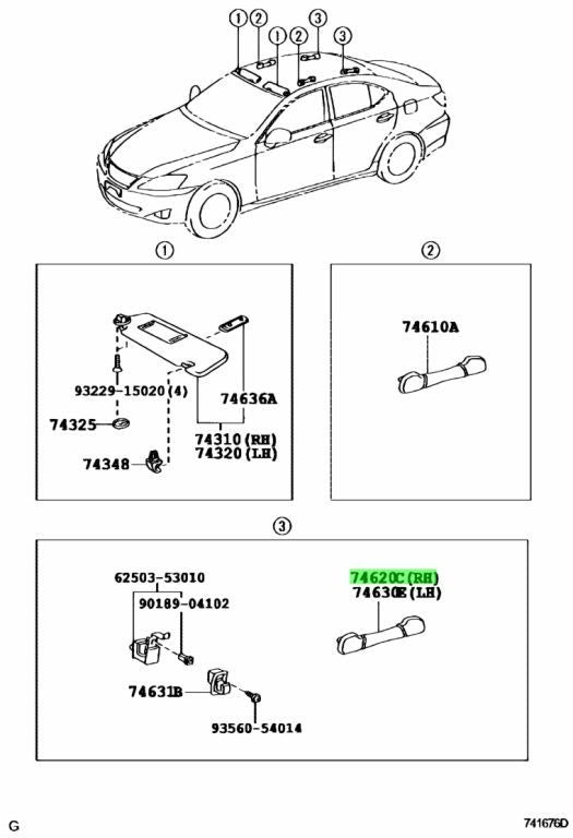 OEM Genuine TOYOTA LEXUS Assist Grip Sub Assy Set BLACK Trim 74610-53030-C0 4PCS1