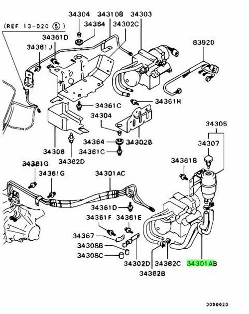 Genuine Mitsubishi Lancer Evo CT9A AYC Hydraulic Unit Hose MR5800131