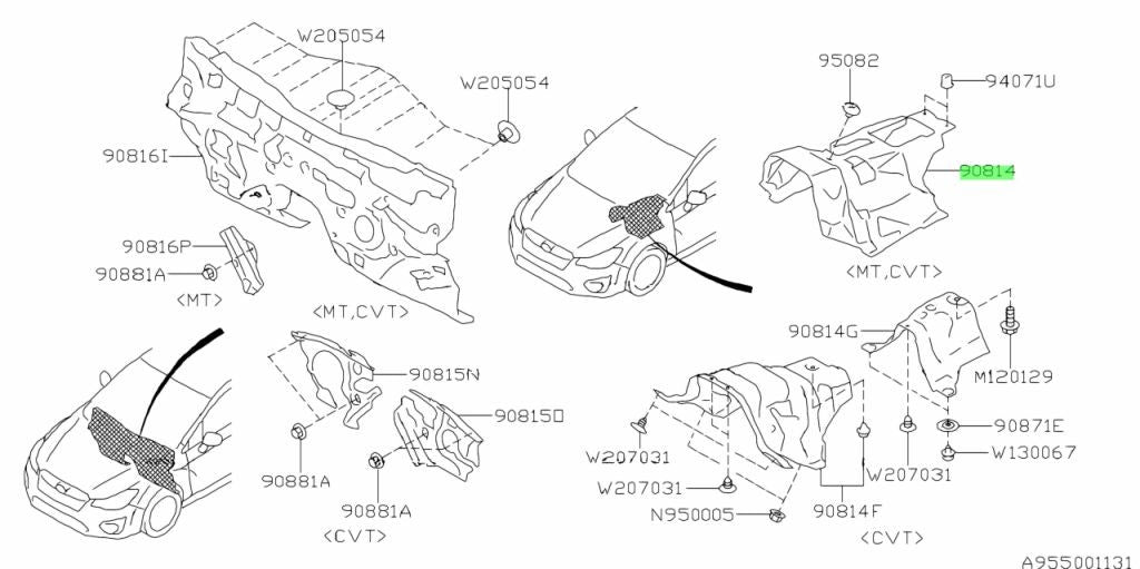 Genuine Subaru Outer Tunnel Insulator OEM 90815-FJ2000