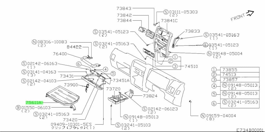 Suzuki Jimny JA11C JA71 JA71C-3 JB31W Front Package Tray 75611-70A00 7561170A000