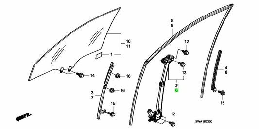 OEM REGULATOR ASSY., L. FR. DOOR POWER Genuine Honda CR-V 72250-SWA-J01