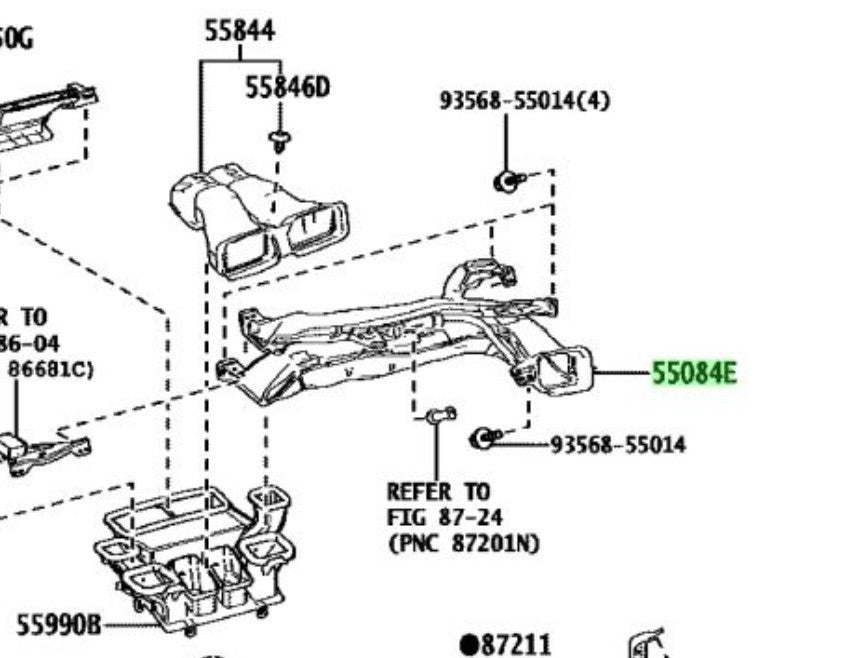 OEM Genuine TOYOTA Lexus Heater To RegisterDuct No.1 Assy 55084-76072 55084760721