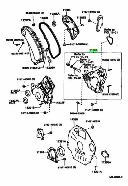 Toyota OEM CASE SUB-ASSY, TIMING GEAR 11301-17021 For Land Cruiser / Prado1