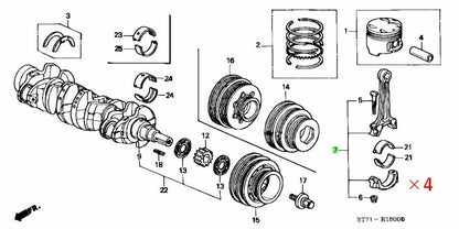 OEM Honda Acura Integra GS-R B18C Connecting Rod Set 4pcs 13210-P72-000 Genuine0