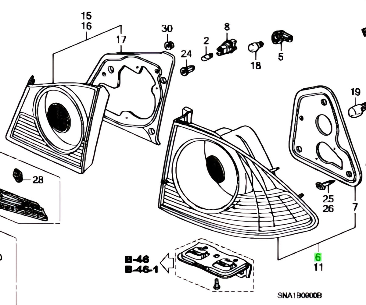 OEM LAMP UNIT, R. TAIL Genuine HONDA Civic DBA-FD1 33501-SNB-003