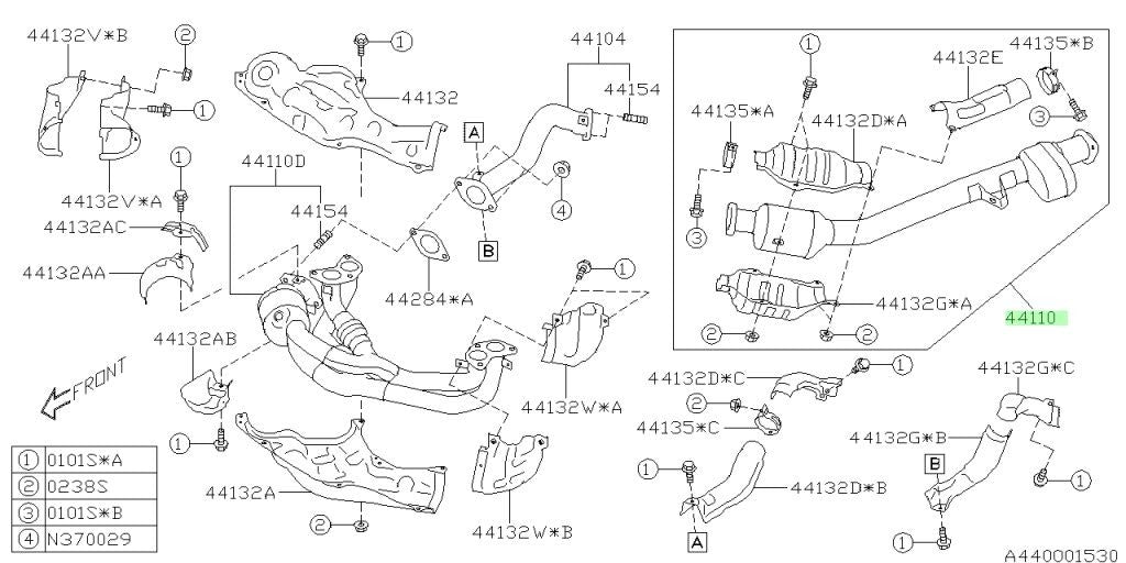 Genuine Subaru Front Catalytic Converter Assembly 44611-AA5810