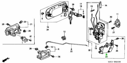 Genuine Honda FR Door Lock Actuator Assembly L&R Set 72115-S2H-J01 72155-S2H-0030