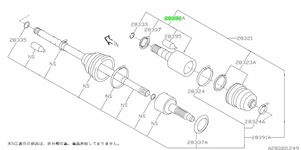 NEW Genuine Subaru Front Inner CV Joint Kit Inner CV Joint OEM 28392FG0101
