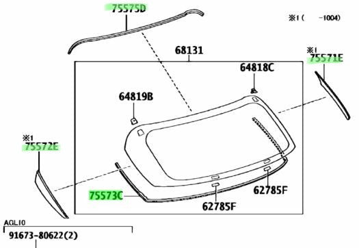 Genuine Lexus RX Back Window Molding Trim Set 4pcs 75573-48040 RH LH1