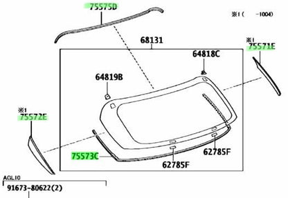 Genuine Lexus RX Back Window Molding Trim Set 4pcs 75573-48040 RH LH1